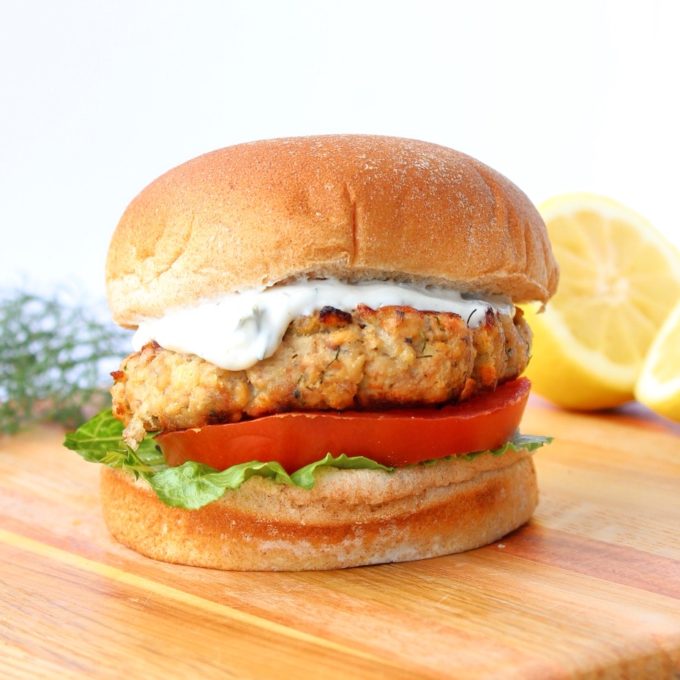 Easy Salmon Burgers with Lemon Dill Sauce — Salt & Baker